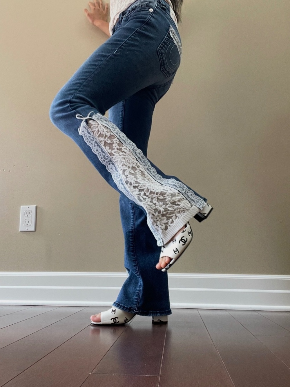 Handmade True Religion lace jeans - Picture 1 of 6